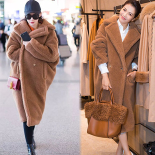 刘涛同款泰迪熊大衣女2025秋冬新款中长款羊剪绒羊羔毛毛皮草外套