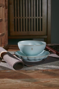 新款东道汝窑宝田碗宝田碟一碗一碟礼盒装高档餐具