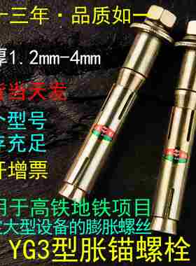 冶金地铁高铁隧道用锚栓膨胀螺丝胀锚栓YG3型膨胀螺栓M12至M36