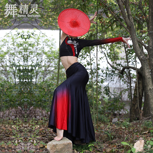 新款花腰傣族舞蹈服孔雀舞大摆练习裙练功服演出服艺考剧目服定制