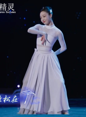 飘逸一片式半身裙演出服古典舞