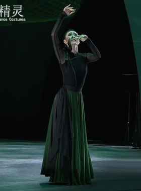 蒙古舞演出服祈盼舞蹈服720度大摆蒙族舞蹈裙飘逸艺考服练习裙