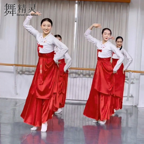 大裙摆飘逸练习裙朝鲜舞蹈服群舞