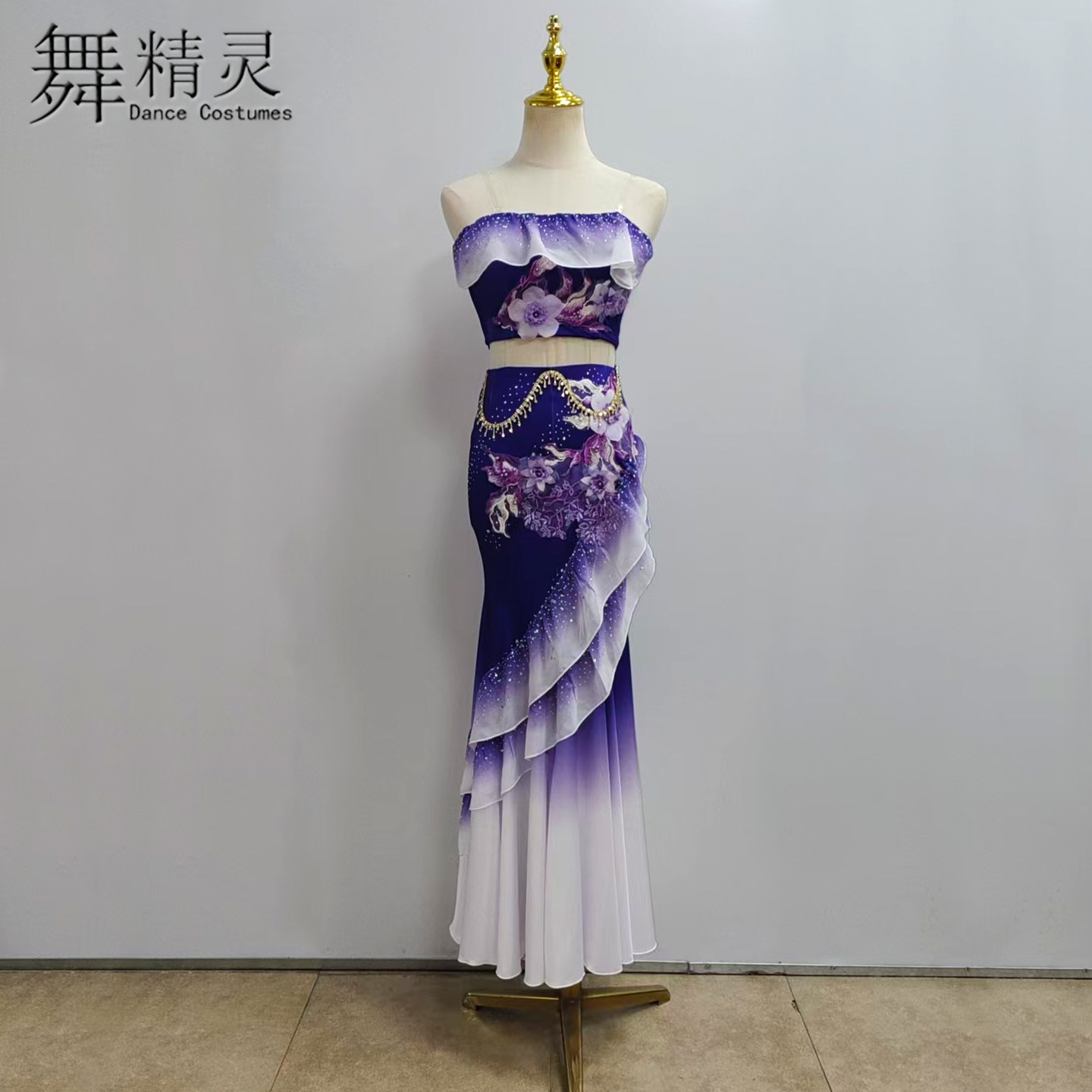 傣族舞蹈服包臀鱼尾裙孔雀舞艺考