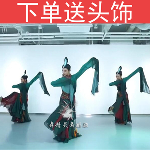 新款古典舞演出服孙科同款踏春舞蹈表演服大裙摆水袖舞蹈服飘逸女