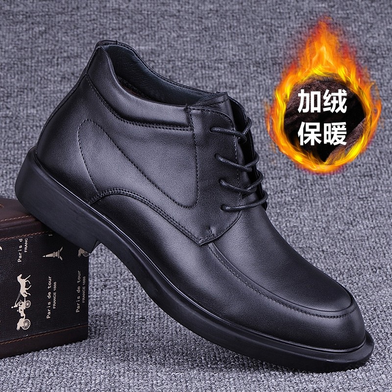 外贸男鞋冬季加绒加厚马丁靴头层牛皮真皮男士商务高帮保暖棉皮鞋