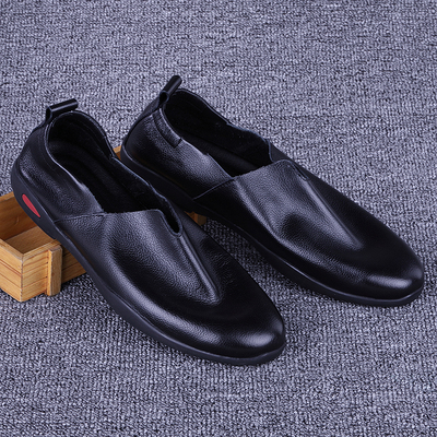 新款轻便休闲真皮懒人豆豆鞋透气