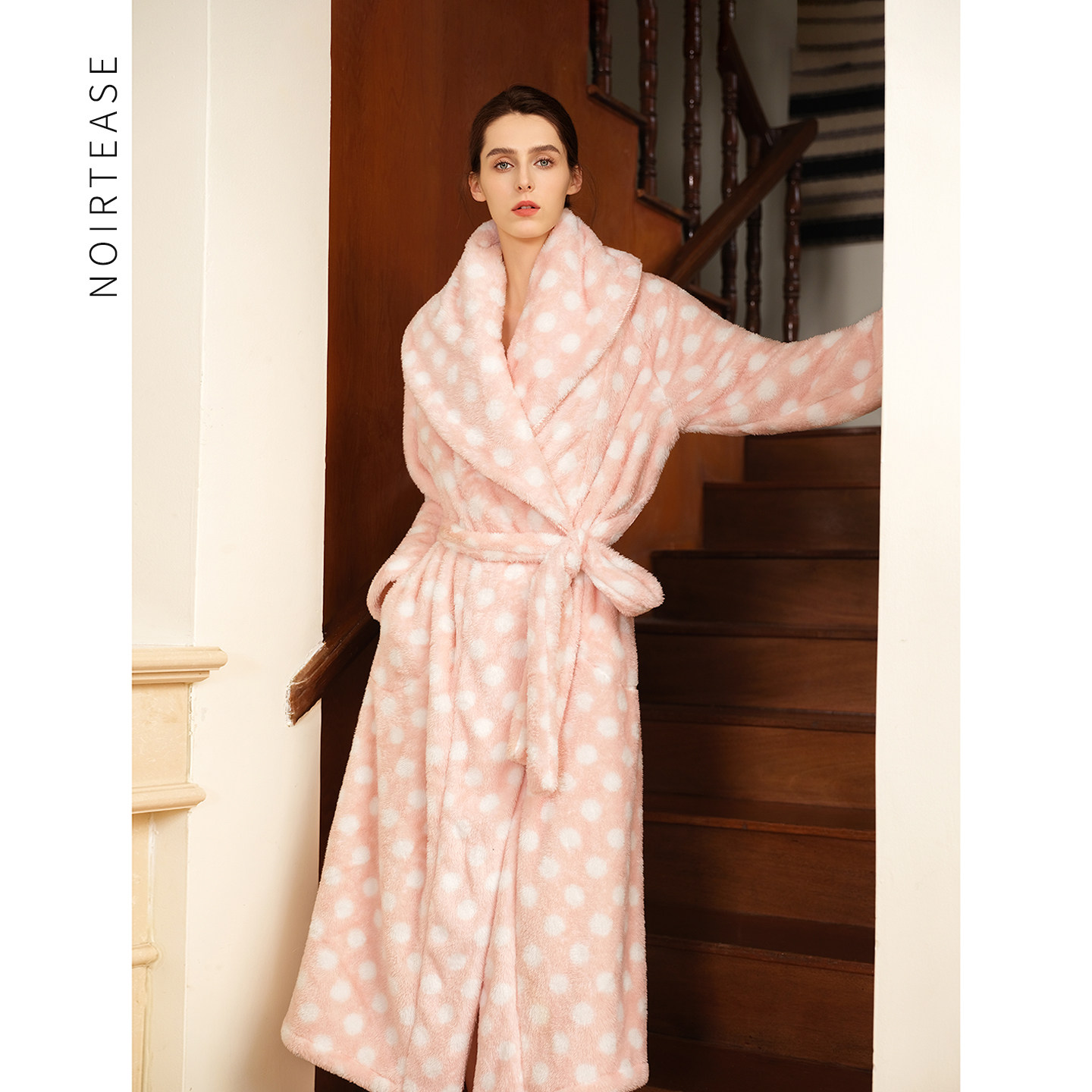 NoirTease冬季加绒加厚睡袍女士长款保暖珊瑚绒系带家居服可外穿,女士内衣/男士内衣/家居服,睡袍/浴袍,淘宝优惠券,粉丝福利购,淘宝优惠卷