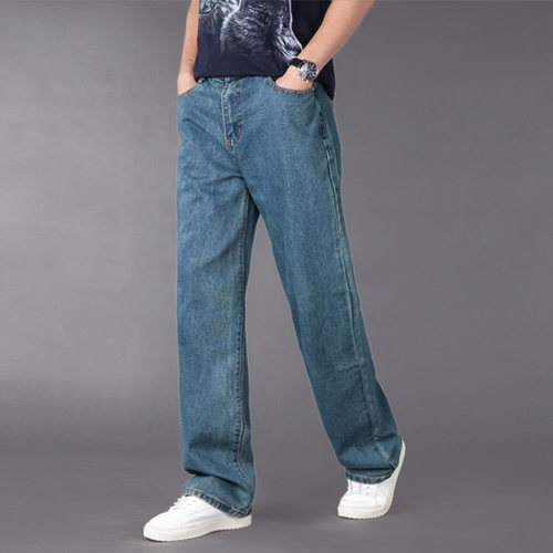 春季牛仔裤男宽松直筒男阔腿长裤