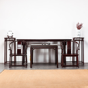 红木玄关桌实木条案非洲小叶紫檀供桌 赞比亚血檀中堂六件套新中式