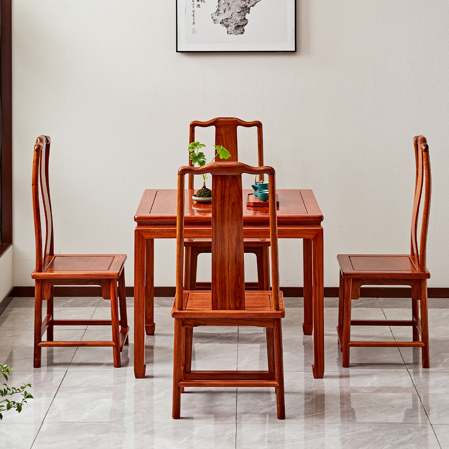 仙龙山花梨木全实木餐桌椅组合