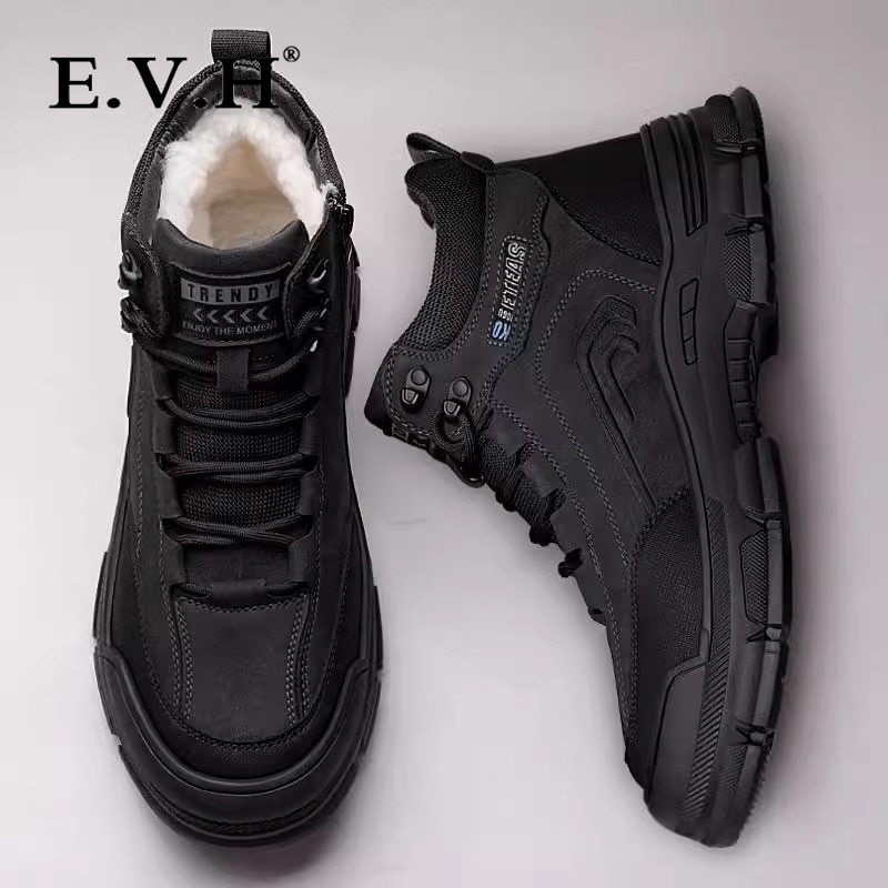 EVH雪地靴男款冬季皮毛一体保暖户外防滑御寒加厚绒羊毛大棉鞋子