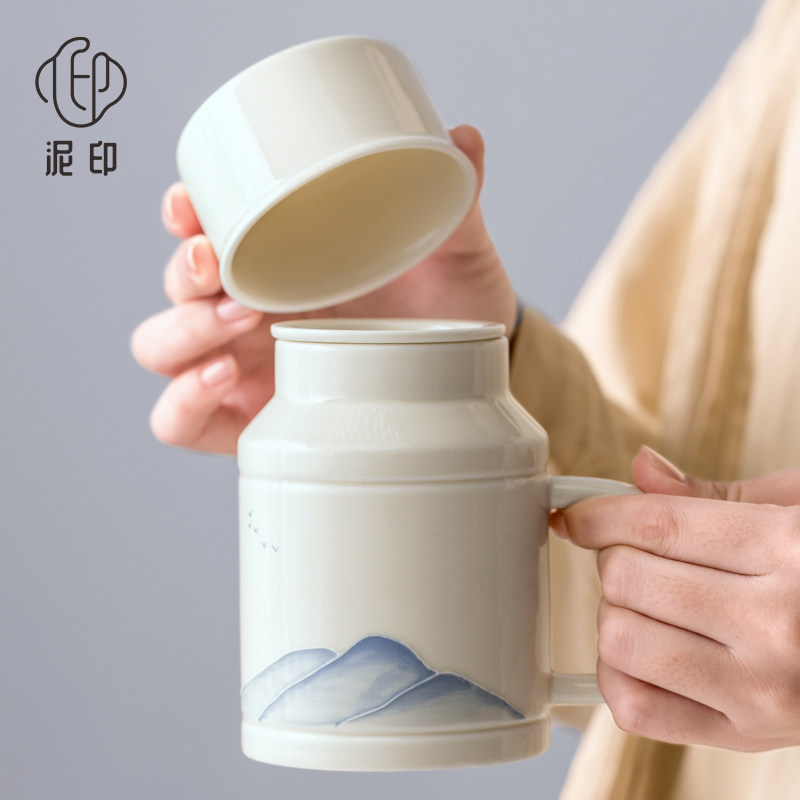 创意陶瓷小暖壶泡茶杯喝水杯子家用办公室闷茶壶大容量马克杯带盖