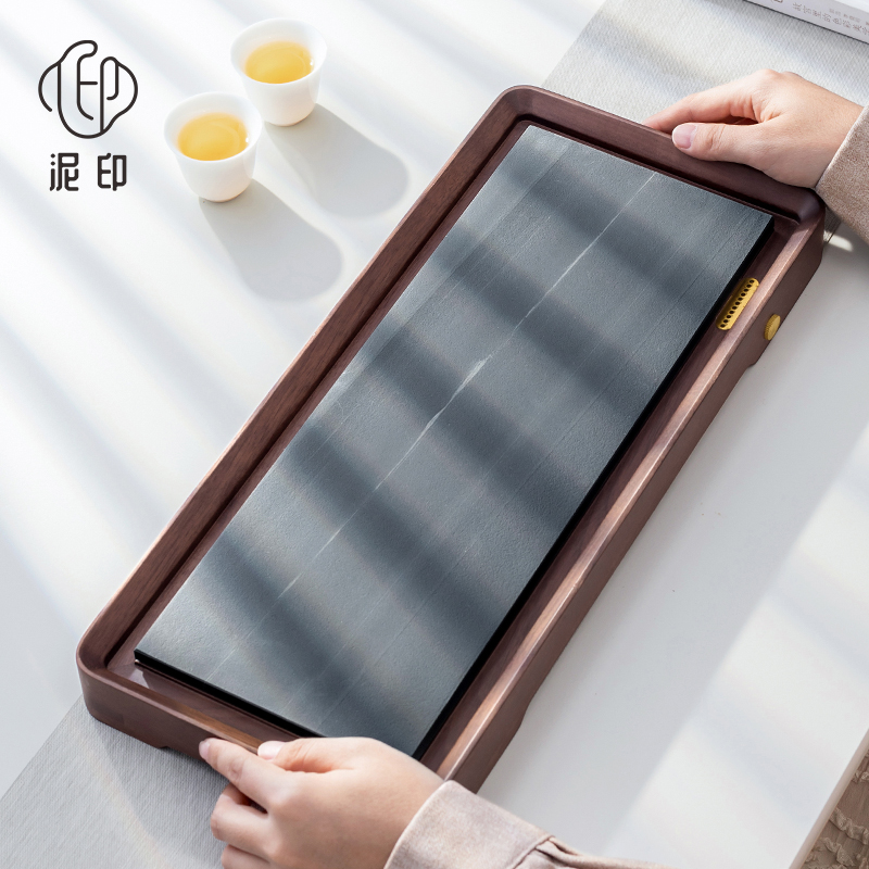 简约胡桃木皇庭玉石沥水茶盘茶台