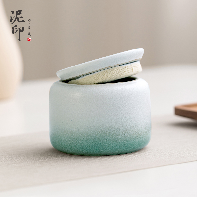 长青陶瓷高颜值小号茶叶罐