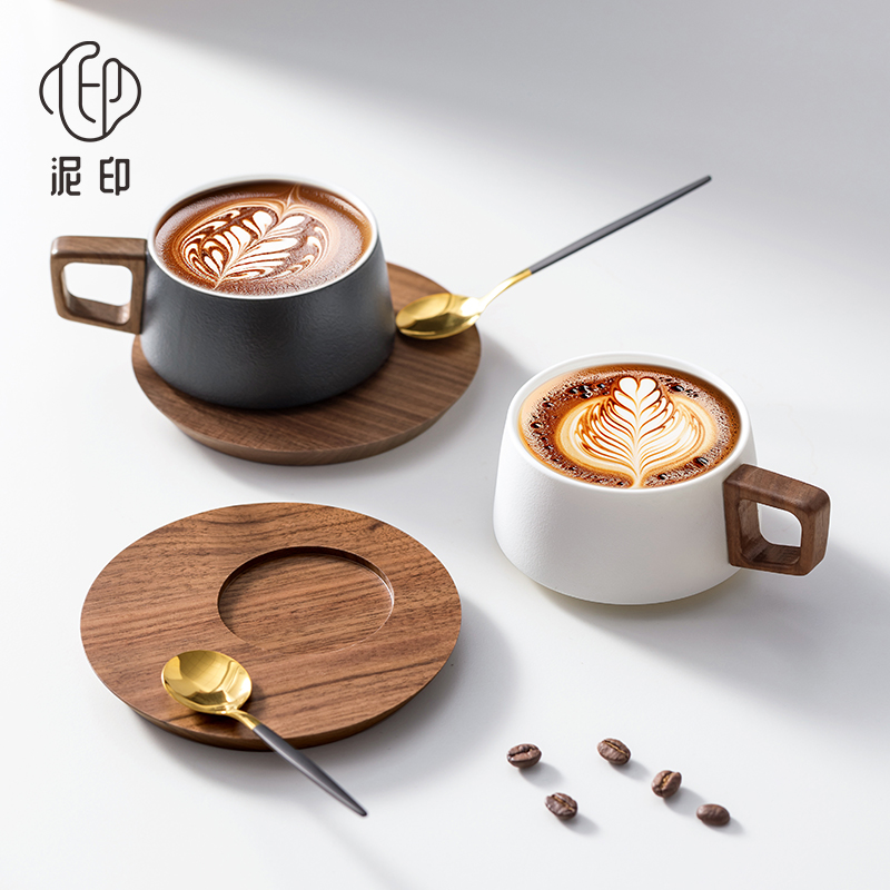 高颜值粗陶咖啡杯碟套装定制送礼
