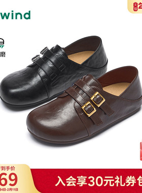 热风黑色小皮鞋女款2026年春季新款百搭两穿勃肯鞋休闲包头拖鞋子