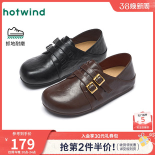 热风黑色小皮鞋女款2026年春季新款百搭两穿勃肯鞋休闲包头拖鞋子