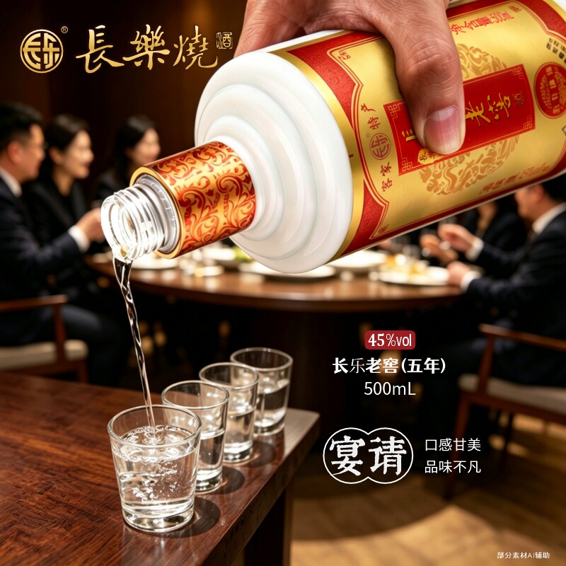 长乐烧长乐老窖五年窖藏 45度500ml 米香型白酒