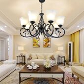 美式 吊灯简约客厅灯铁艺灯具复古卧室书房艺术地中海餐厅欧式 大气