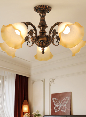 中古美式复古风卧室吊灯主卧房间灯民国怀旧灯具文旅民宿做旧客厅