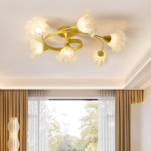 法式轻奢中古风客厅吸顶灯氛围感