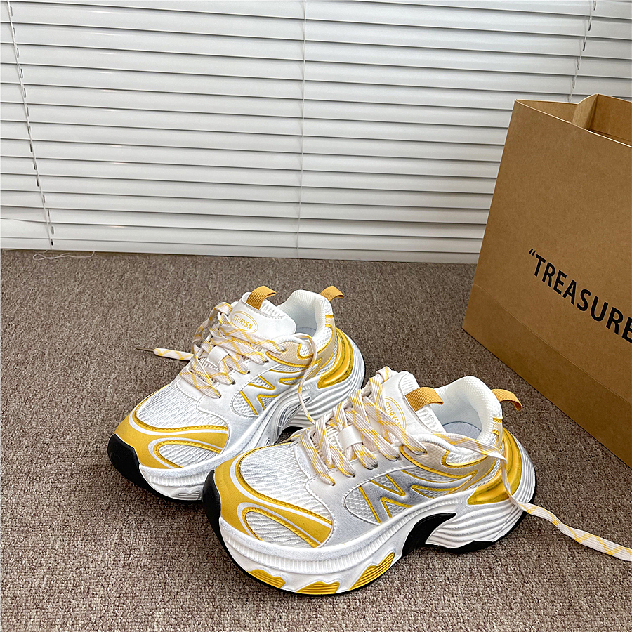 6CM厚底增高做旧老爹鞋女2025冬季新款百搭网面透气运动休闲鞋男