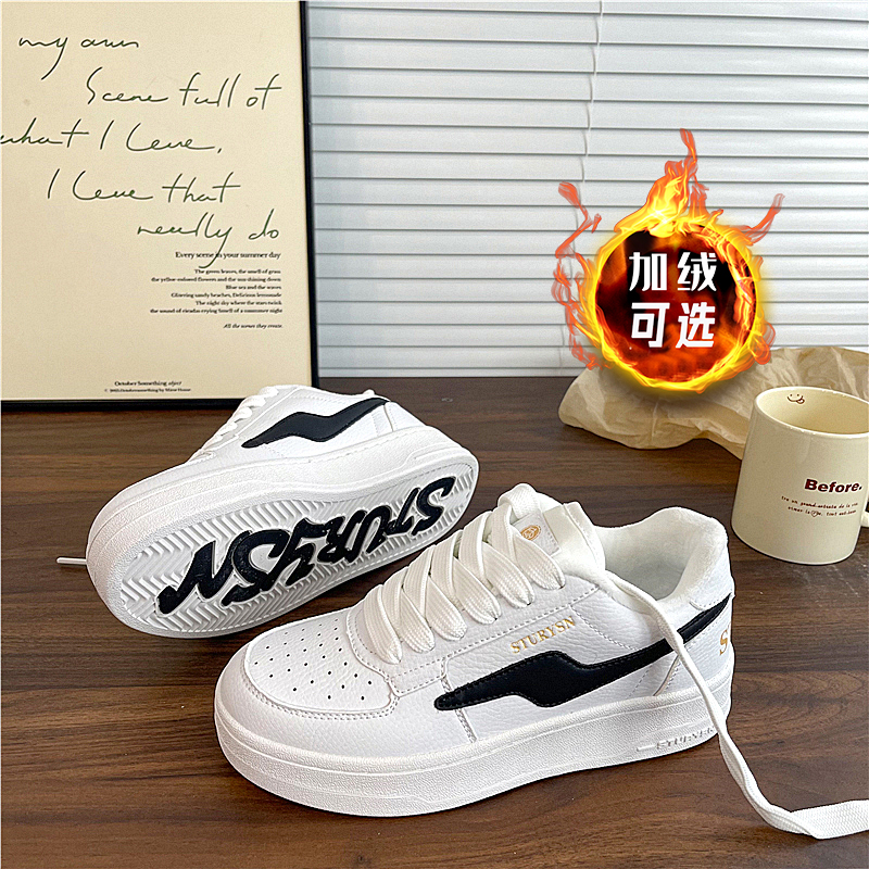 加绒棉鞋厚底板鞋女ins潮2025冬季新款保暖小众百搭休闲小白鞋子