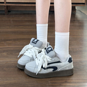 百搭休闲小白鞋 易少年 潮 新款 板鞋 原创浅灰色面包鞋 ins潮2025冬季