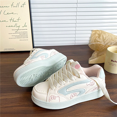 米绿色韩版原创百搭板鞋ins潮2025冬季新款休闲小白鞋学生面包鞋