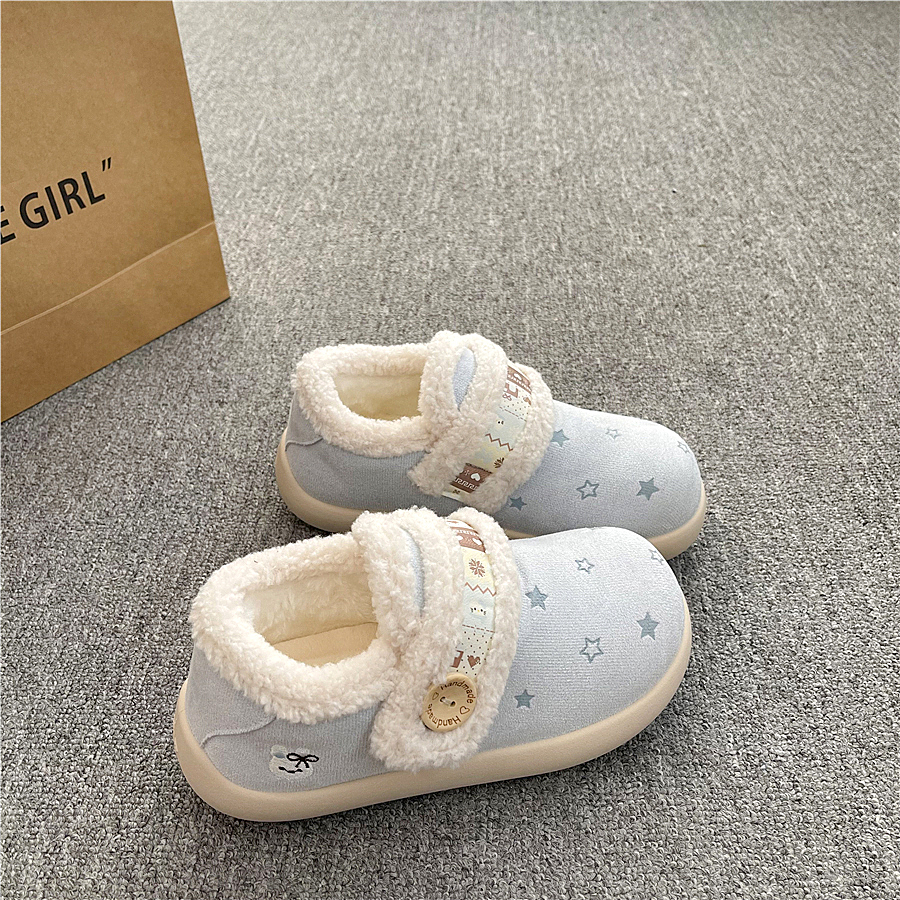 兰色魔术贴厚底加绒雪地靴女2025冬新款百搭勃肯棉鞋保暖防滑靴子