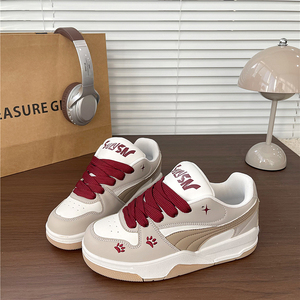 马年限定~原创厚底面包鞋女百搭运动休闲板鞋学生小白鞋2026新款