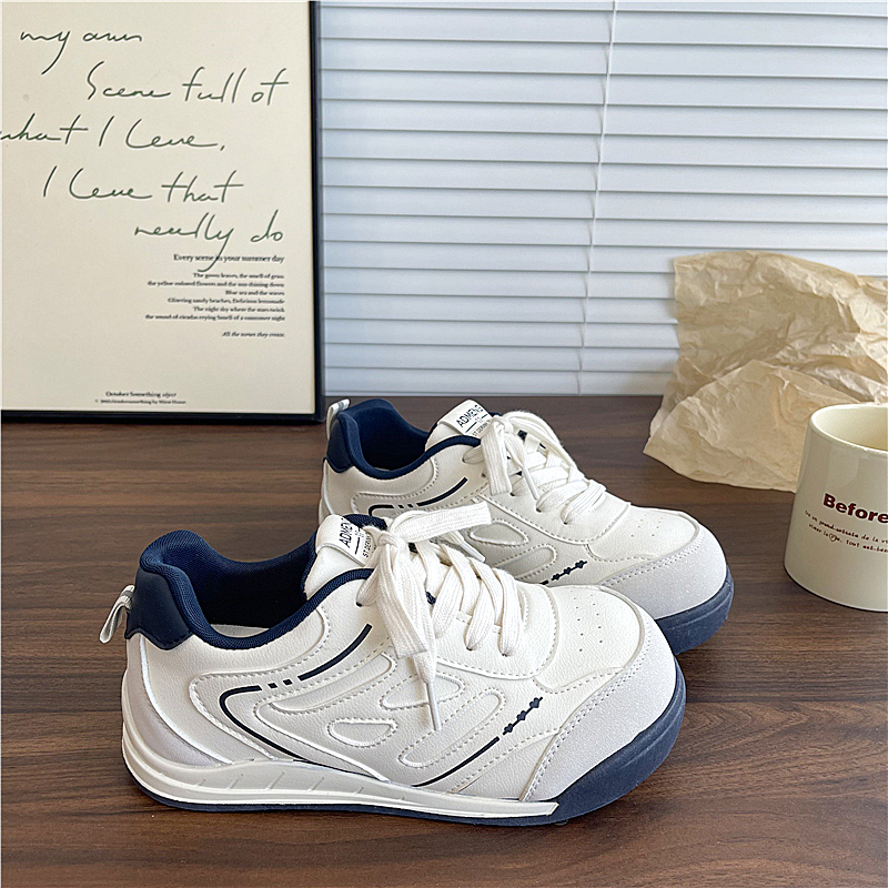 易少年 港风小白鞋女百搭运动休闲内增高板鞋2025冬季新款德训鞋