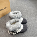 费尔岛厚底毛毛加绒加厚雪地靴女2025新款 女保暖防滑靴子 百搭棉鞋