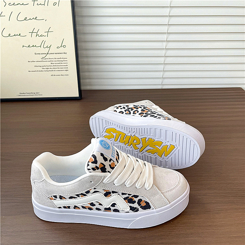 易少年 白豹纹面包鞋女ins潮2026春季新款板鞋小众百搭休闲小白鞋,女鞋,休闲板鞋,淘宝优惠券,粉丝福利购,淘宝优惠卷