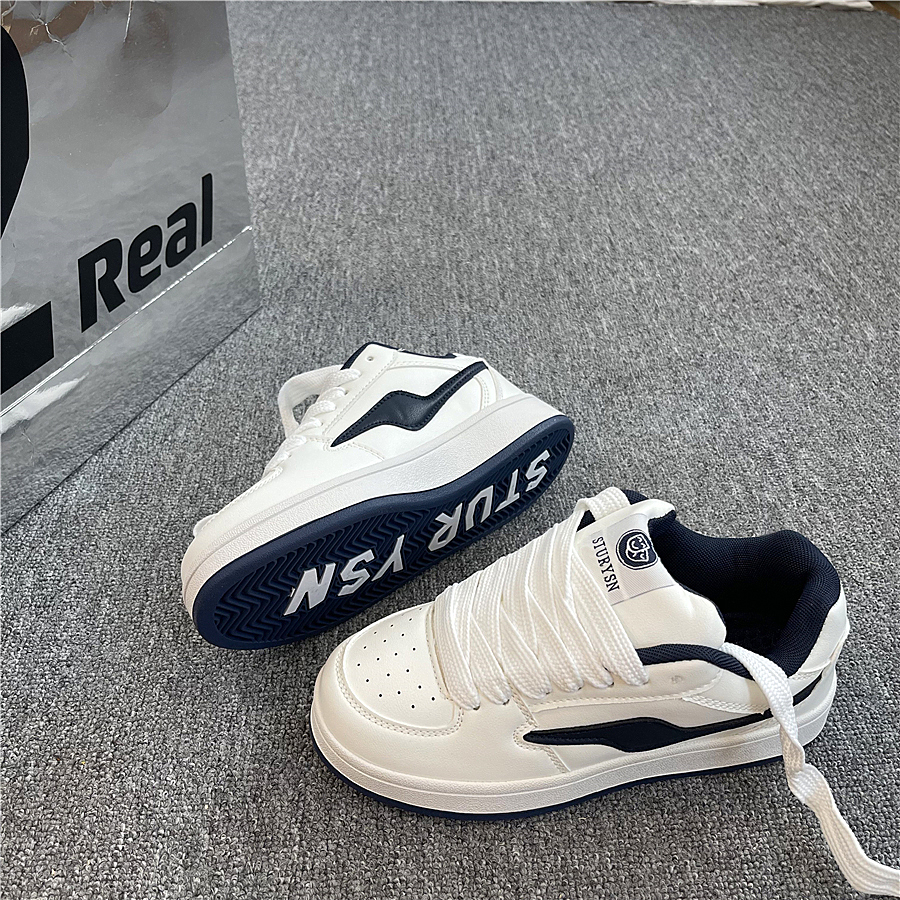 原创白深蓝小众面包鞋男ins潮2025冬季新款情侣百搭运动休闲板鞋