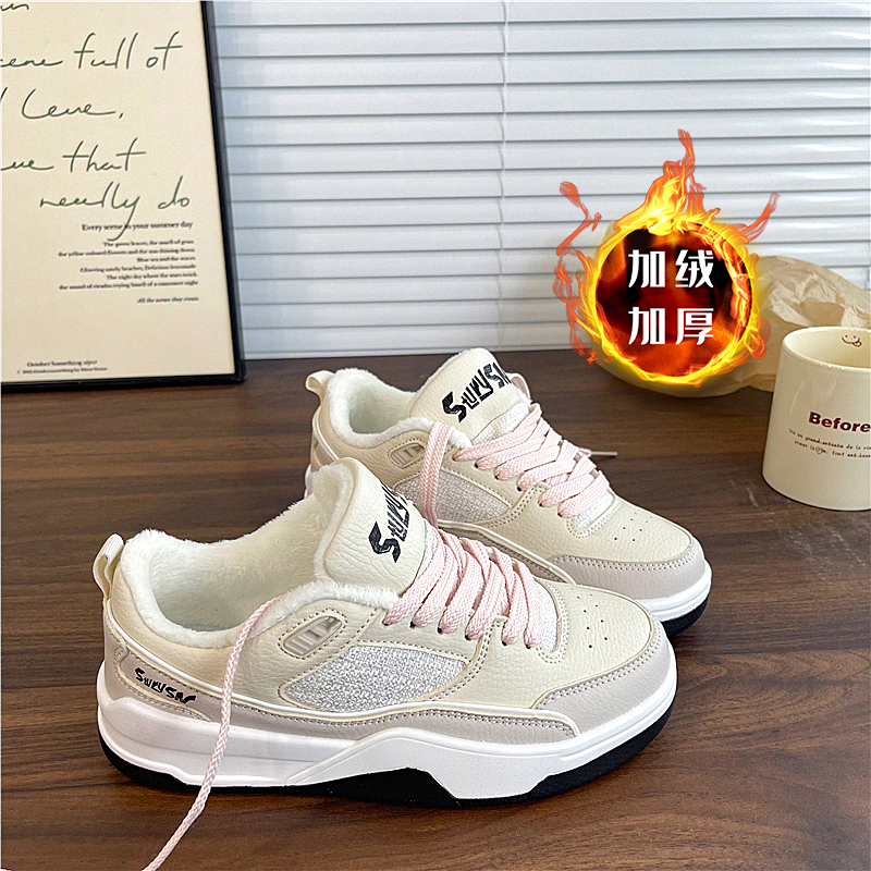 加绒棉鞋2025冬季新款保暖板鞋ins潮厚底学生百搭运动休闲跑步鞋