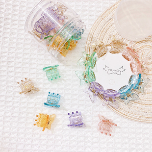 小蝴蝶闪粉小号抓夹葱粉小爪夹果冻儿童迷你刘海碎发小夹子发卡