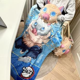 可爱卡通动漫鬼灭之刃猪猪造型抱枕要靠毯子包单肩包 新款 包邮
