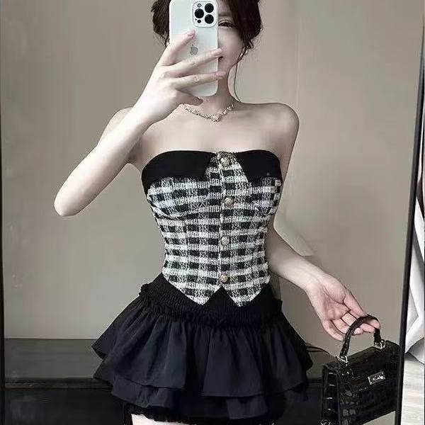 小香风辣妹套装女法式抹