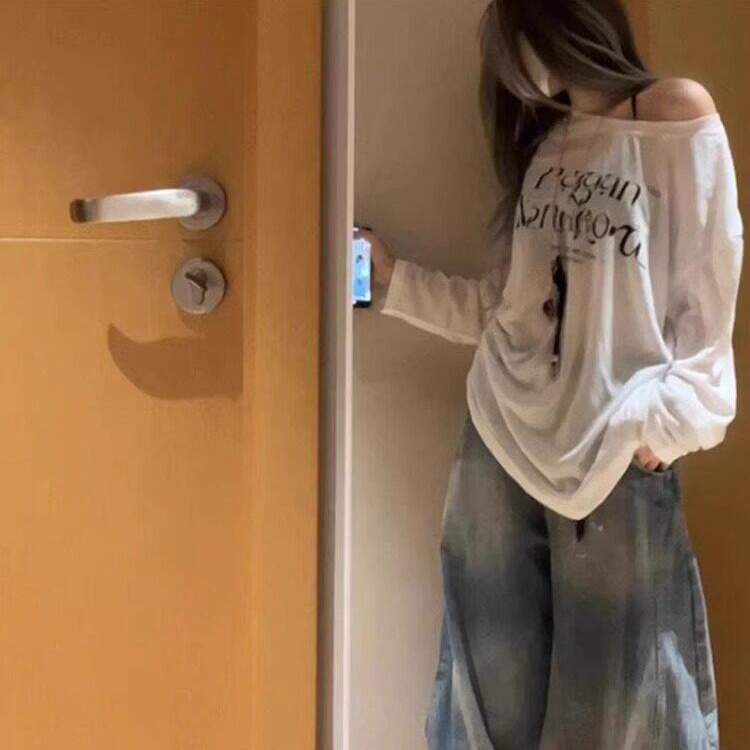 韩系宽松慵懒风白色微透
