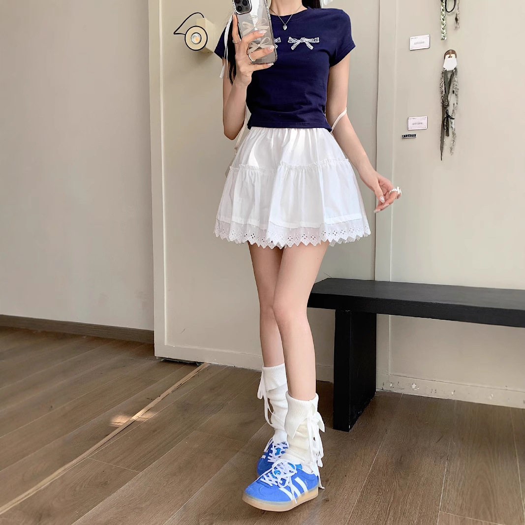 波浪边甜美半身裙女2025
