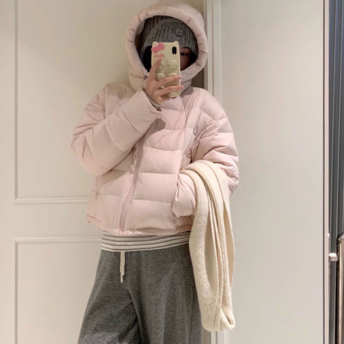 TheDouerr 奶油小泡芙下摆花边连帽90白鸭绒羽绒服
