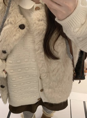 TheDouerr 精灵糖豆俏皮感针织圆领开衫两色入