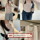 TheDouerr 甜心奶油燕麦粉蝴蝶结少女感背心T恤