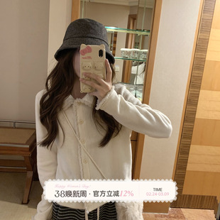 TheDouerr 香草慕斯翻领流苏磨毛开衫T恤