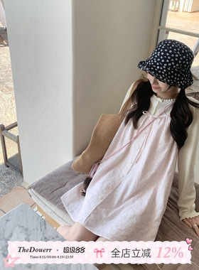 TheDouerr  小岛千川樱粉碎花暗纹刺绣叠穿吊带裙