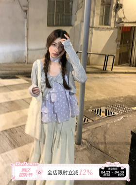 【TheDouerr 4.17 20:00】葡萄千层塔紫色波点蛋糕吊带上衣