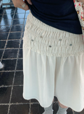 TheDouerr 贝壳扣打揽设计感两穿抹胸中裙半身裙褶皱花边