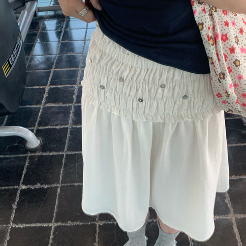 TheDouerr 贝壳扣打揽设计感两穿抹胸中裙半身裙褶皱花边